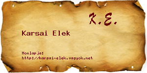 Karsai Elek névjegykártya